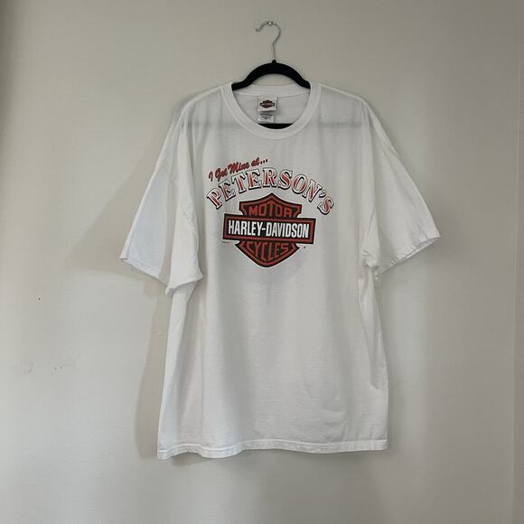 Harley Davidson Motor Cycles White Y2K Petersons Miami FL VTG T Shirt 2004 2XL - Picture 1 of 8